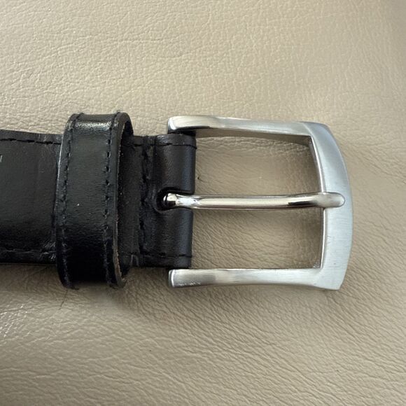IZOD Men’s Black Leather Woven Braided Belt Sz 38 (L) Silver Buckle Adjustable - Picture 2 of 6